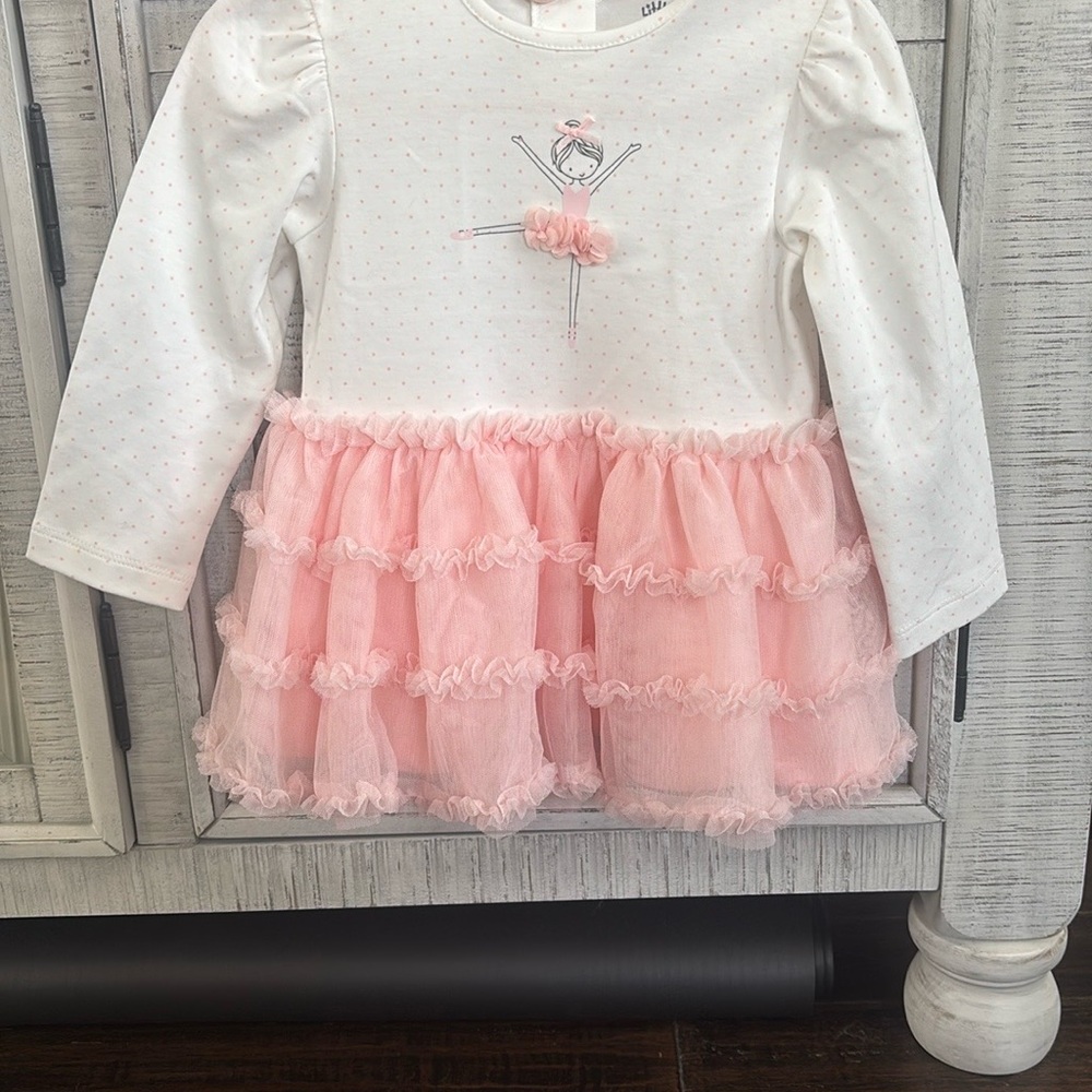 Little Me White and Pink Ballerina Dress